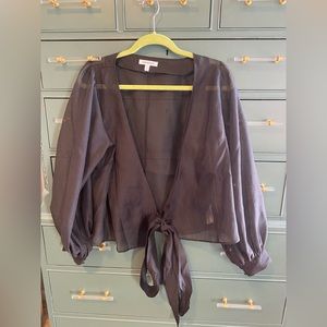 Good American size 3 - black sheer tie top- the organza tie wrap top